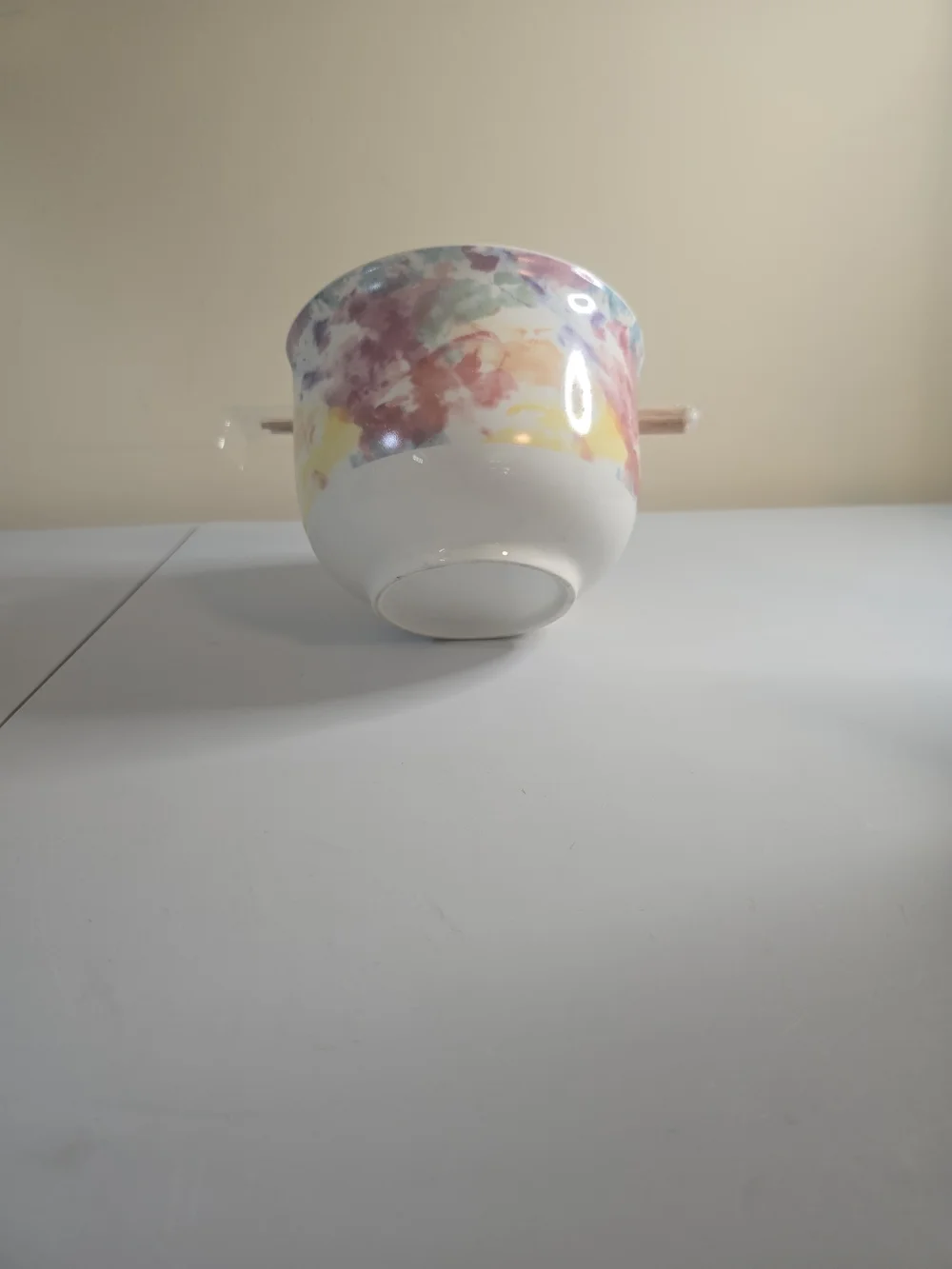 Floral Watercolor Ceramic Bowl - Multicolor -